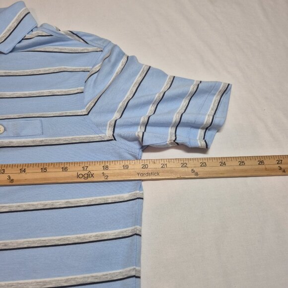 Daniel Cremieux Men's Polo Shirt Size S Blue White Striped Short Sleeve (14) - Picture 4 of 11